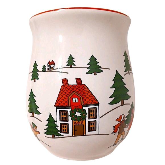2 Cups Jamestown China Joy of Christmas Coffee Mug Winter Trees Sleigh Ceramic - Picture 7 of 11